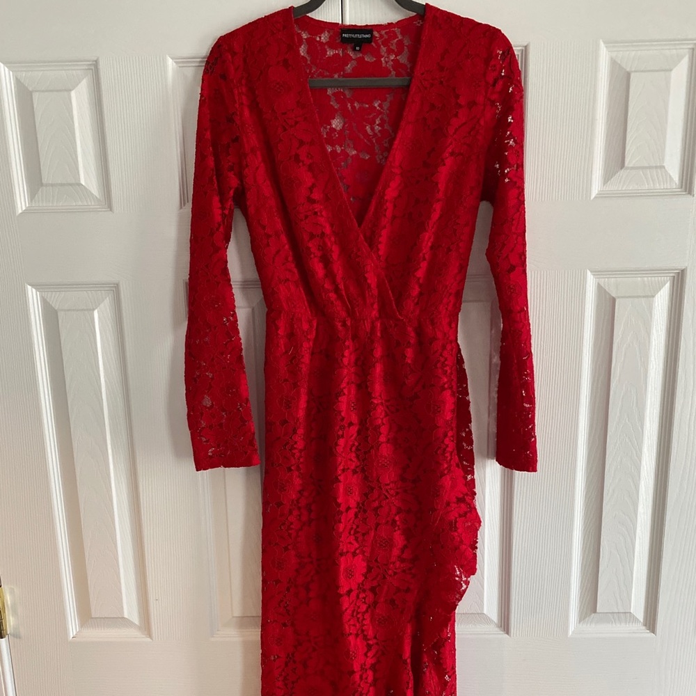 PrettyLittleThing Red Lace Dress